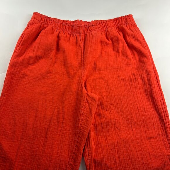 Old Navy Warm Sunset Orange Crinkle Cotton High Rise Wide Leg Pant XXL - Picture 2 of 7